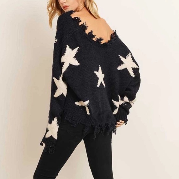 SOLD- Wildfox Palmetto Stars Navy Sweater - Picture 4 of 5